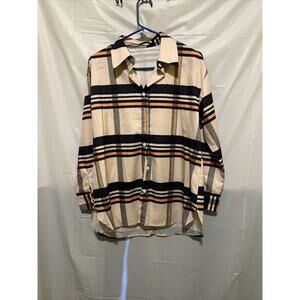 Just Fashion Now Polyester Long Sleeve Button Up Shirt Womens S Ivory/Multicolor